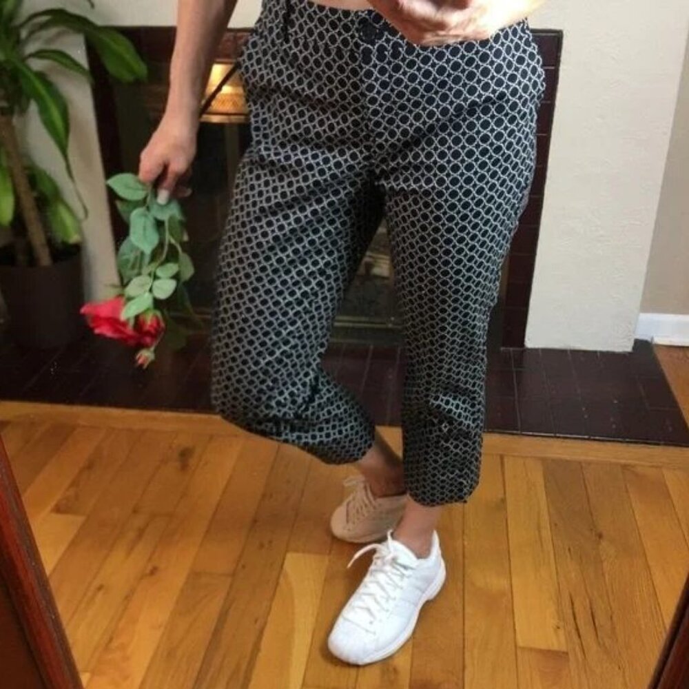 NWT Hilary Radley sz 6 black / white print ankle crop pants